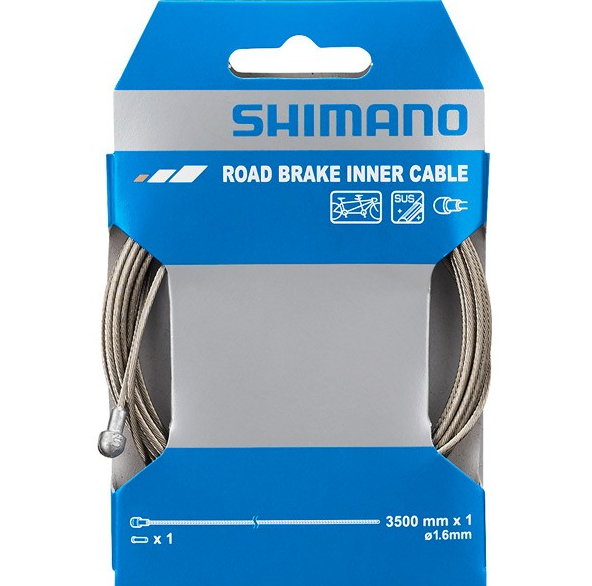 Shimano Road Stainless Steel Inner Brake Wire, 1.6 x 3500 mm, Single