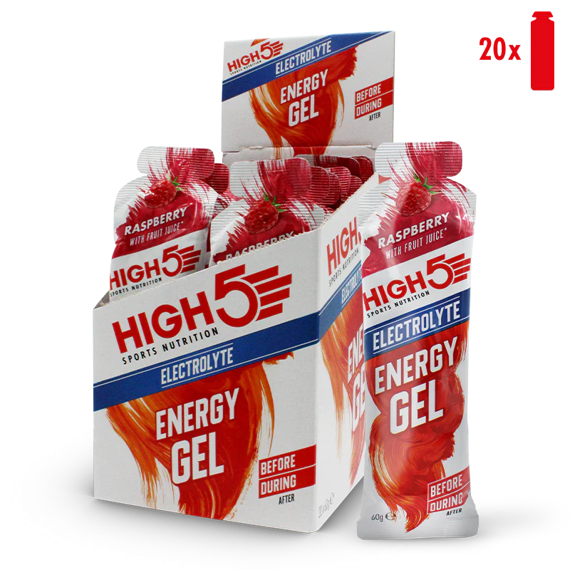 High5 Electrolyte Raspberry Energy Gel Box (20 Pieces) 20x60g