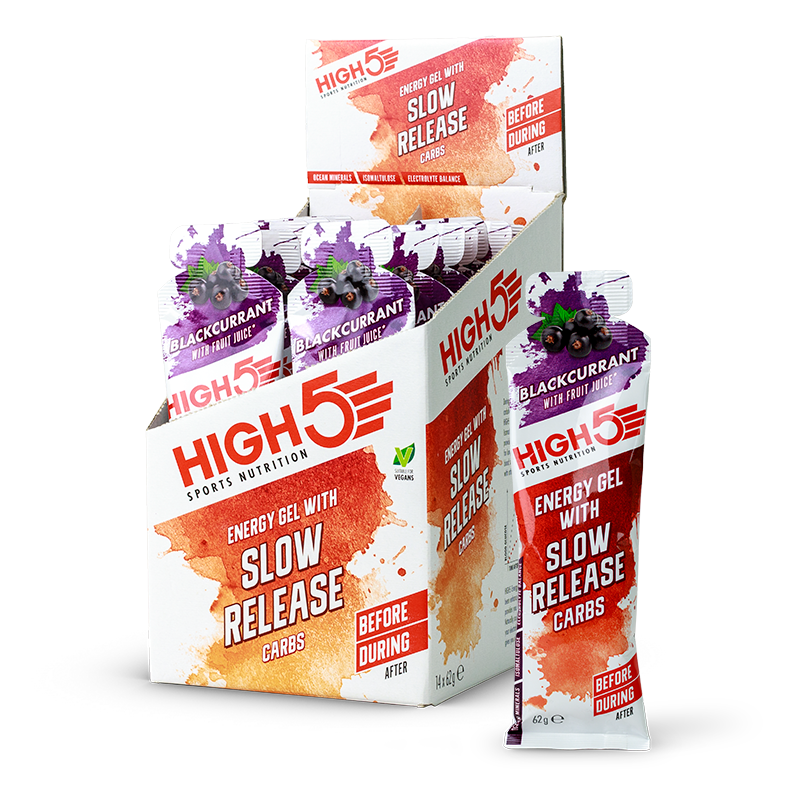 High5 Blackcurrant Energy Gel With Slow Release Carbs Box(14 Pieces) 14x62g